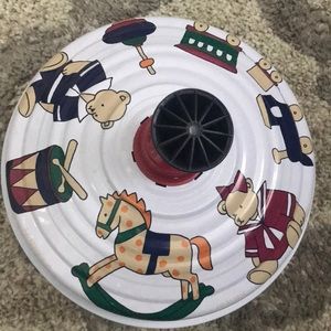 Vintage toy, Metal Spinning Top bear, train